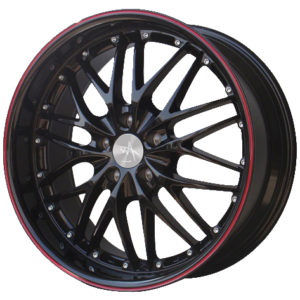 AU AU-377 19x8 Gloss Black with Red Pinstripe