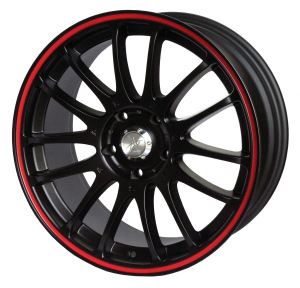 AU AU-457 18x9 Matt Black with Red Pinstripe