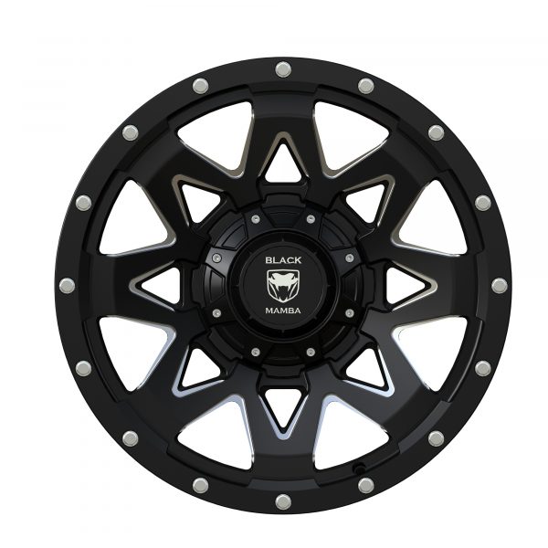 Black Mamba M-2 20x9 Matt Black with Machined Rivets and Milling