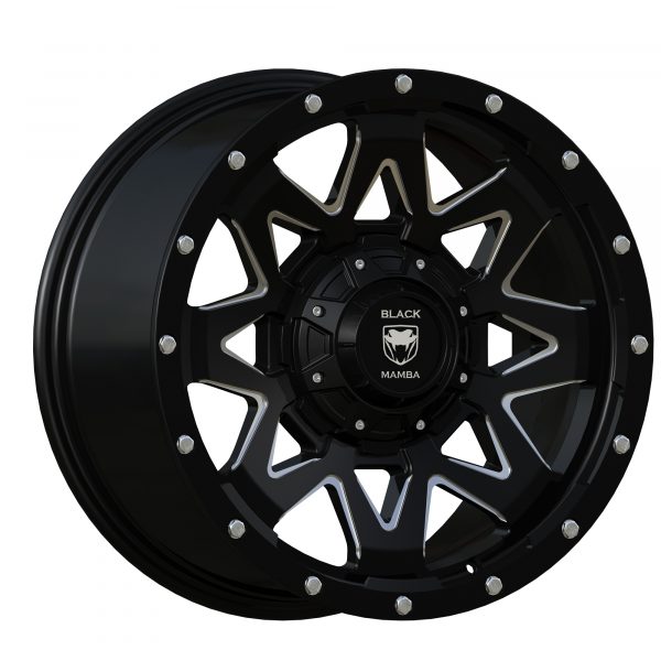 Black Mamba M-2 20x9 Matt Black with Machined Rivets and Milling