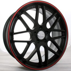 G2 G2-325 20x8.5 Gloss Black with Machine Face and Red Pinstripe