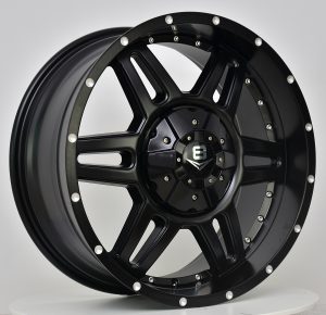 V8 V-11 20x9 Matt Black with Machined Rivets