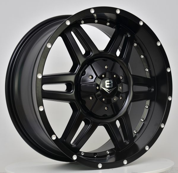 V8 V-11 20x9 Matt Black with Machined Rivets