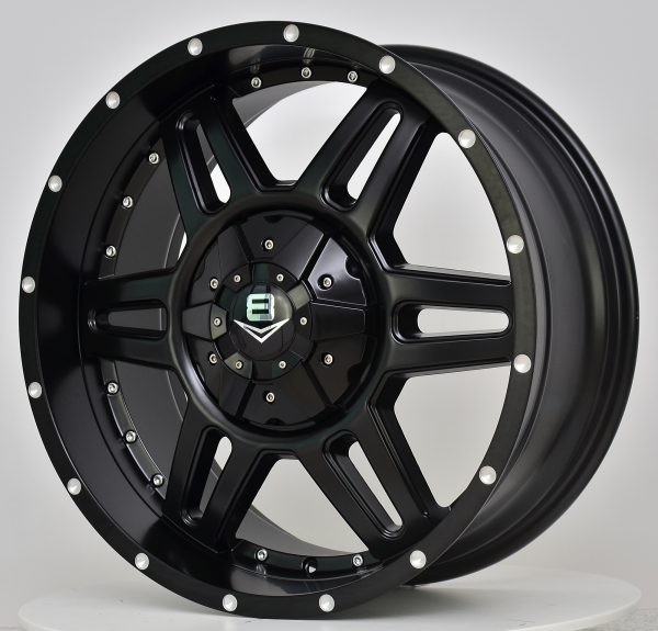 V8 V-11 20x9 Matt Black with Machined Rivets