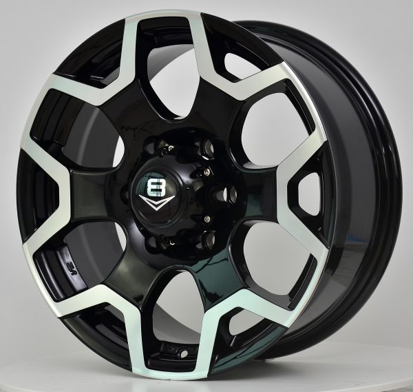 V8 V-4 16x7 Gloss Black with Machine Face