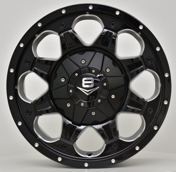 V8 V-7 17x8 Matt Black with Machined Rivets and Milling
