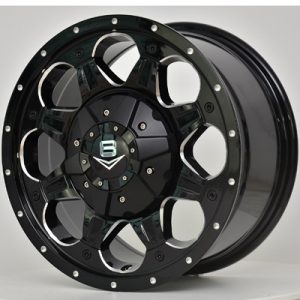 V8 V-7 17x8 Matt Black with Machined Rivets and Milling