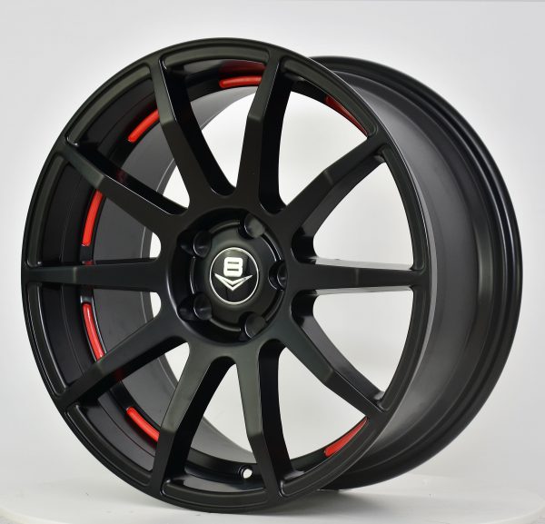 V8 V-41 18x8.5 Matt Black with Red Undercut Circle