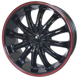 Velocity VW-002 17x7 Gloss Black with Red Pinstripe