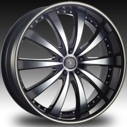 Velocity VW-008A 22x8.5 Gloss Black with Machine Face and Pinstripe