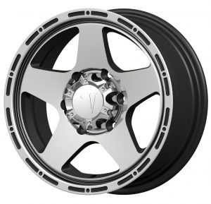 Velocity VW-442 16x7 Gloss Black with Machine Face and Black Pinstripe