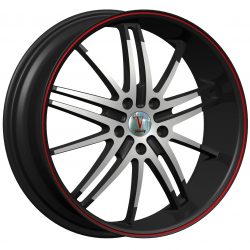 Velocity VW-910 22x9.5 Gloss Black with Machine Face and Red Pinstripe