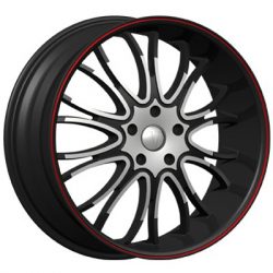 Velocity VW-920 20x7.5 Gloss Black with Machine Face and Red Pinstripe